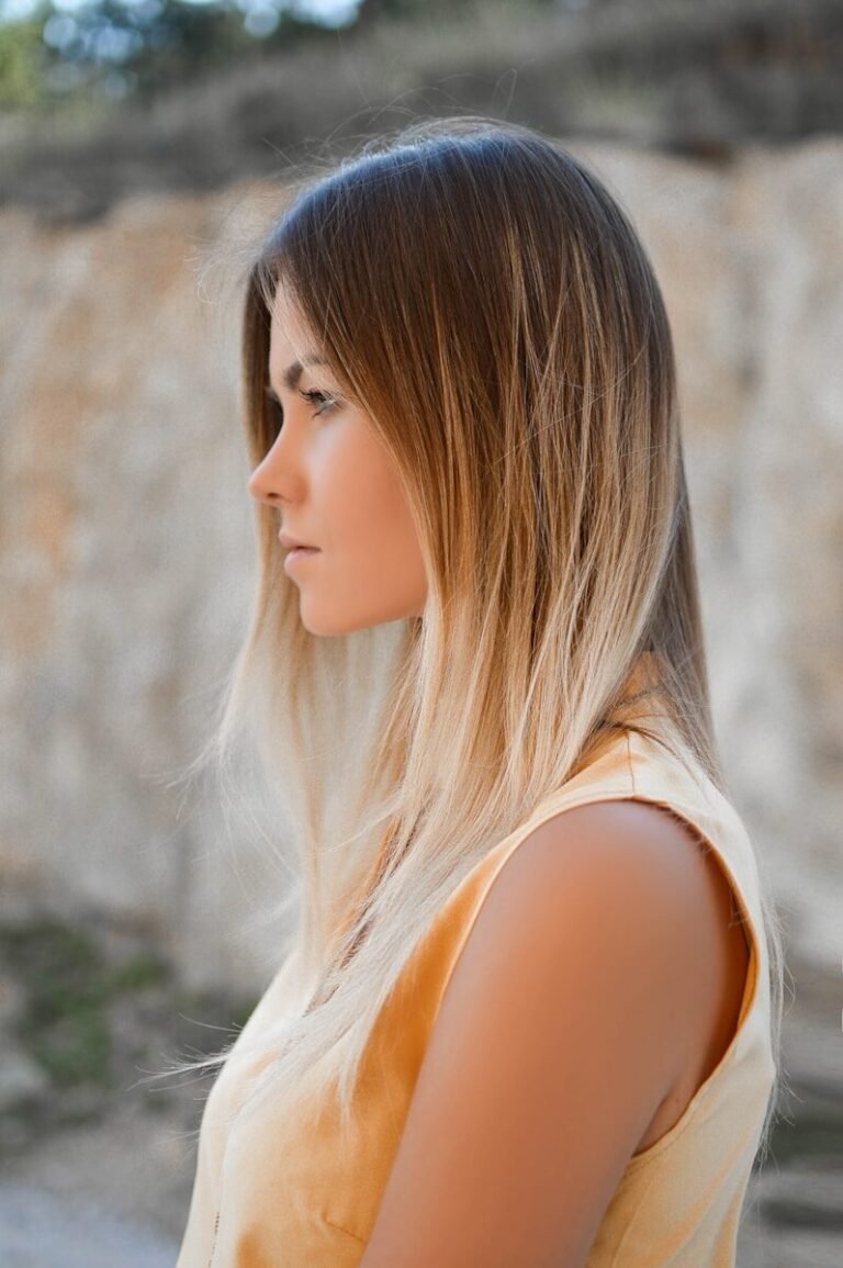 ombre wigs women's brown sleeveless shirt